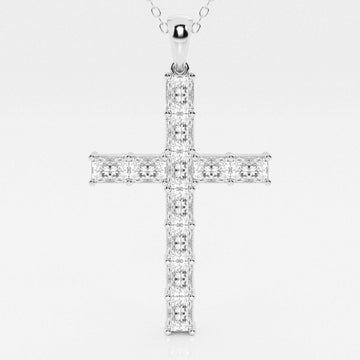 2.06 TCW Radiant Moissanite Diamond Cross Necklace