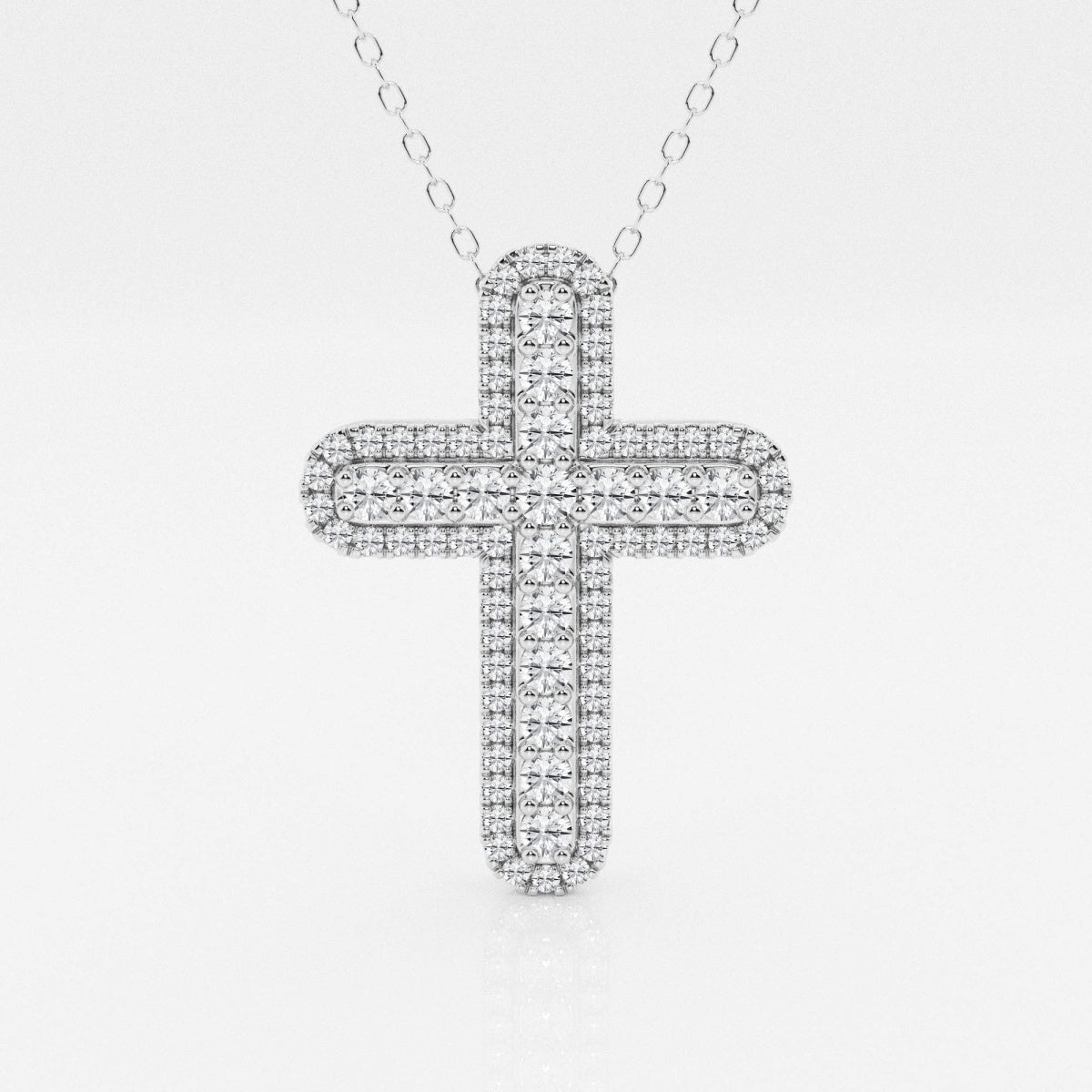 0.76 TCW Round Moissanite Diamond Cross Necklace