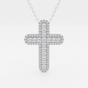 0.76 TCW Round Moissanite Diamond Cross Necklace