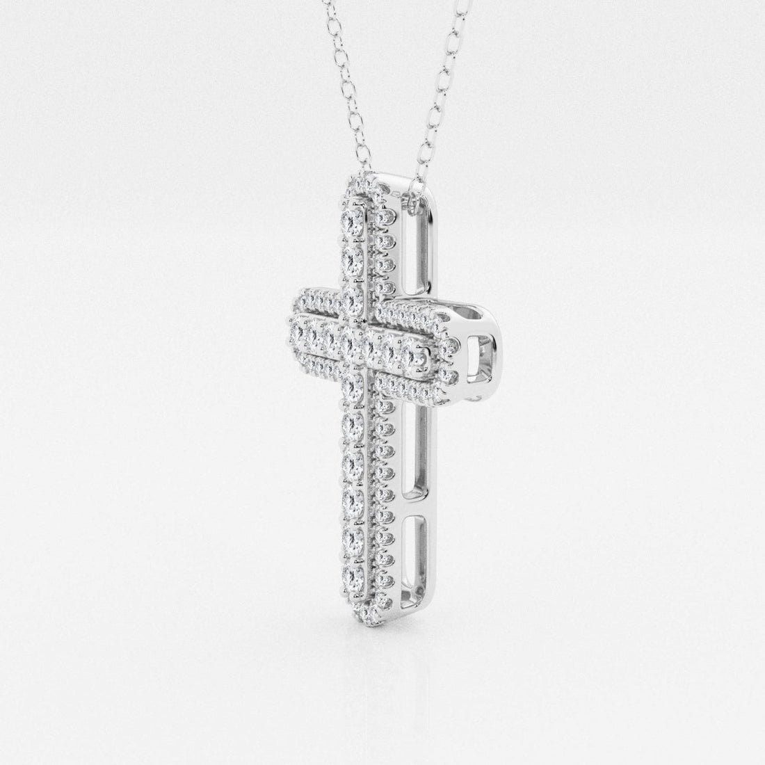 0.76 TCW Round Moissanite Diamond Cross Necklace