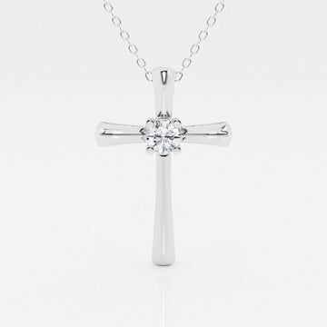 0.24 CT Round Moissanite Diamond Cross Necklace