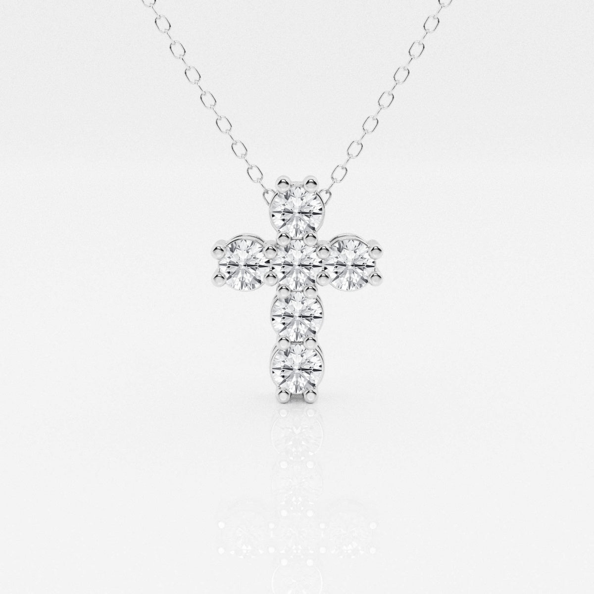 1.01 TCW Round Moissanite Diamond Cross Necklace