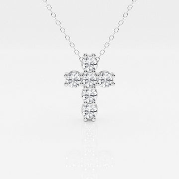 1.01 TCW Round Moissanite Diamond Cross Necklace