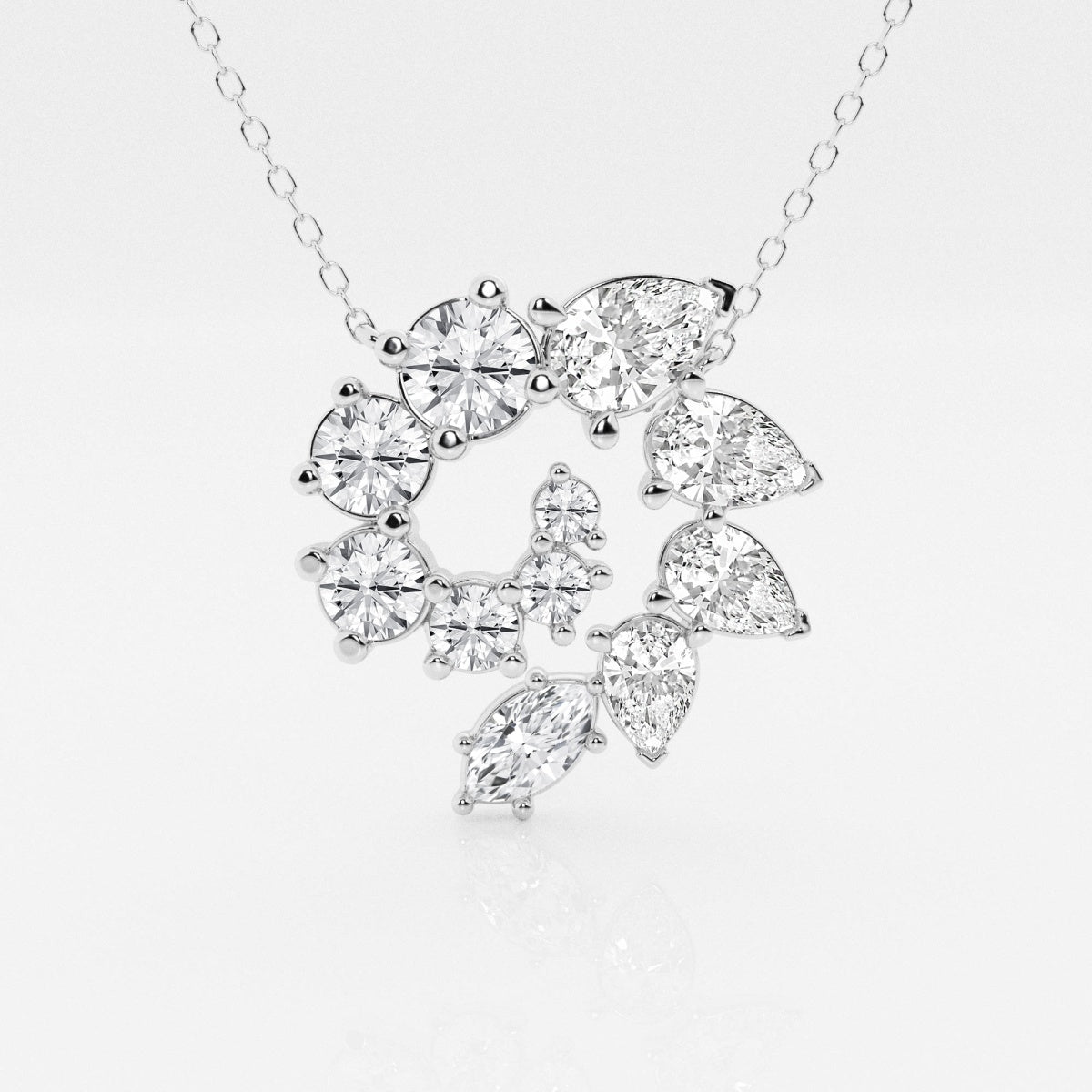 3.6 TCW Round, Marquise & Pear Moissanite Diamond Swirl Necklace