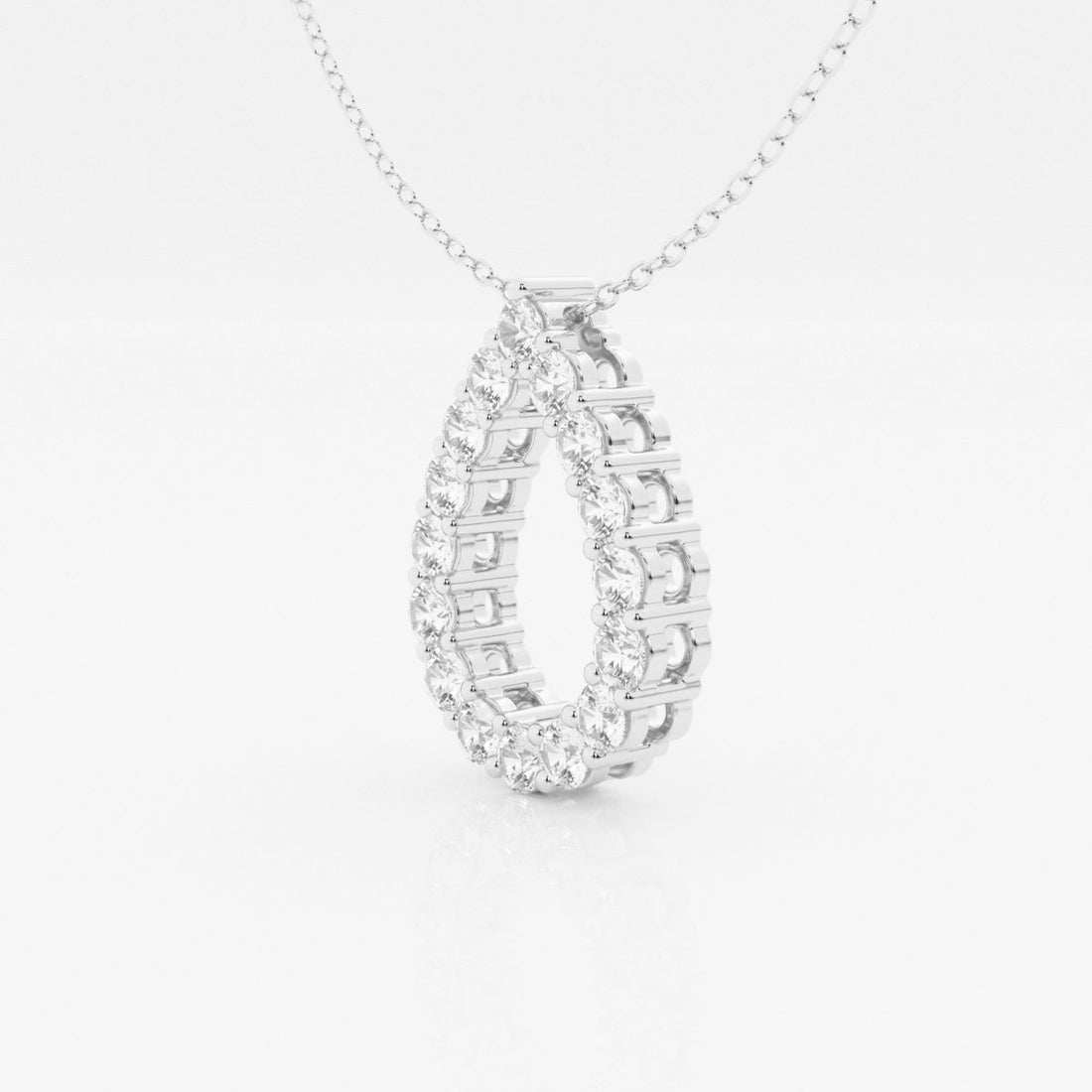 1.0 TCW Round Moissanite Diamond Pear Shape Pendant Necklace