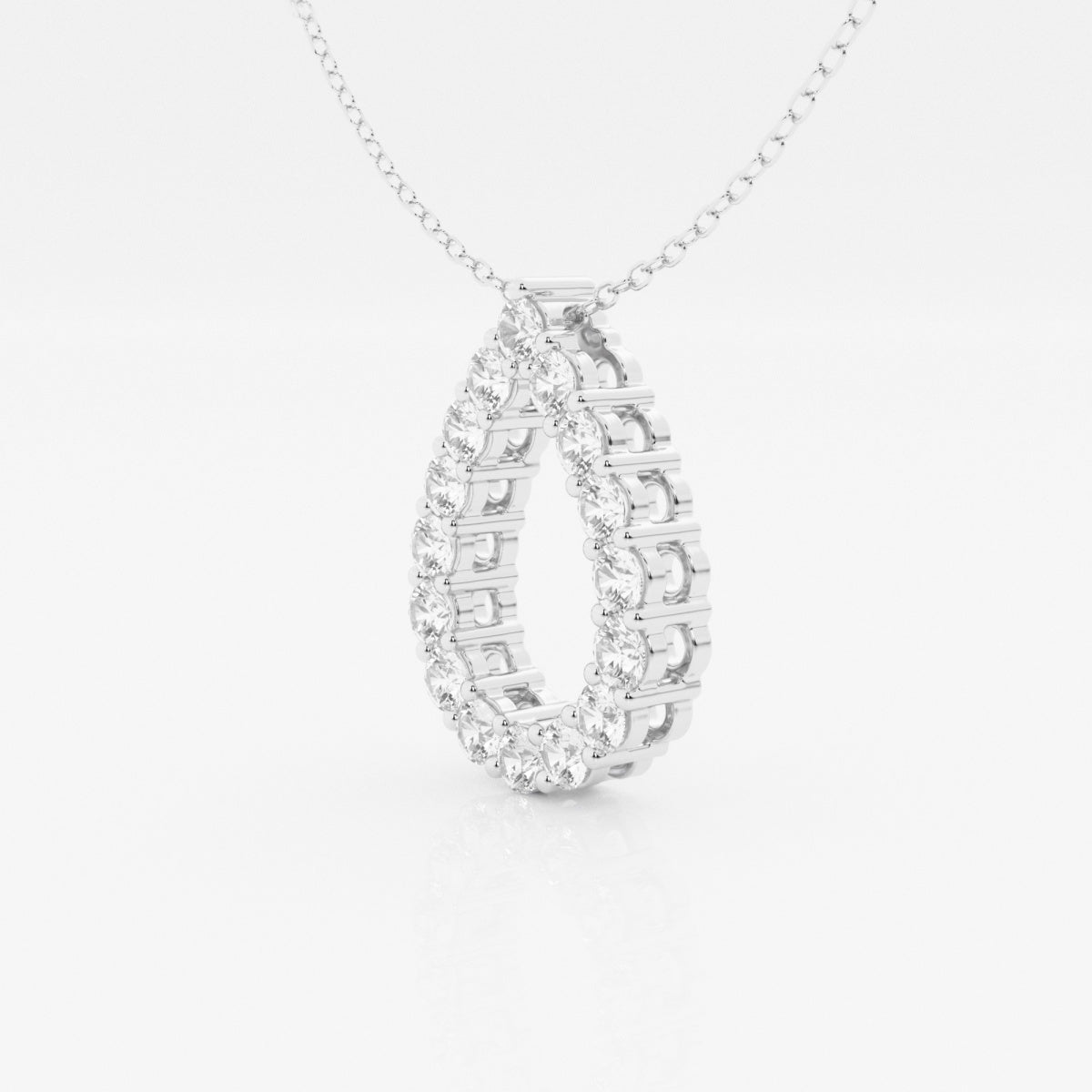 1.0 TCW Round Moissanite Diamond Pear Shape Pendant Necklace