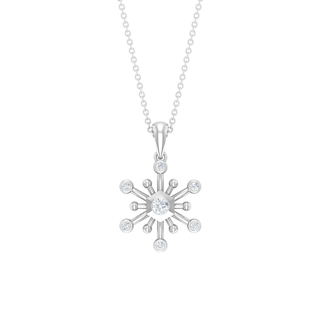 0.25 TCW Round Cut Unique Snowflake Moissanite Diamond Necklace