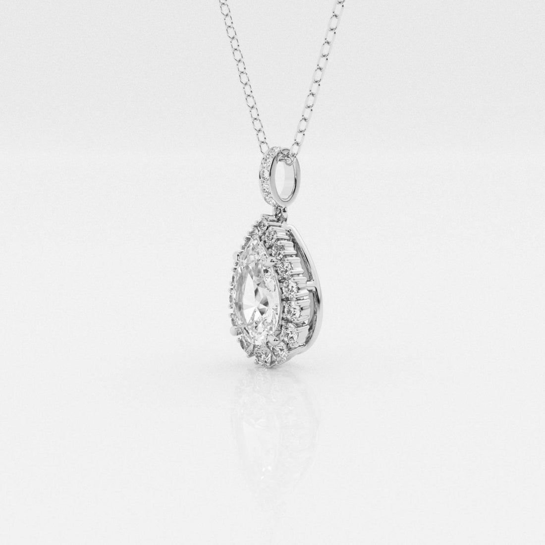 2.0 CT Pear Moissanite Diamond Halo Necklace