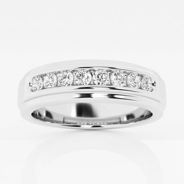 5mm Round Cut Channel Set Lab Grown Men's Wedding Band
