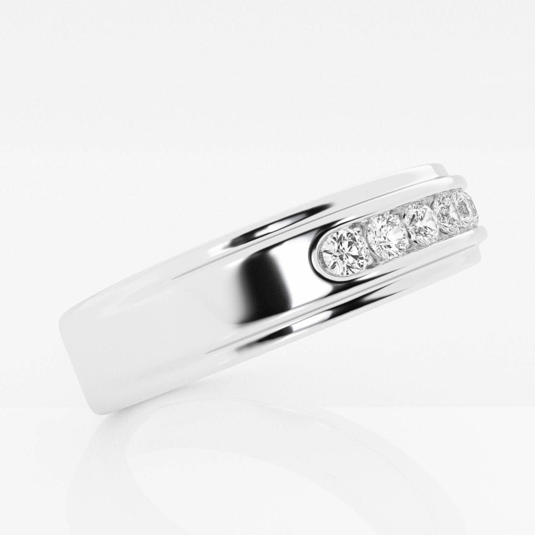 5mm Round Cut Channel Set Lab Grown Men's Wedding Band