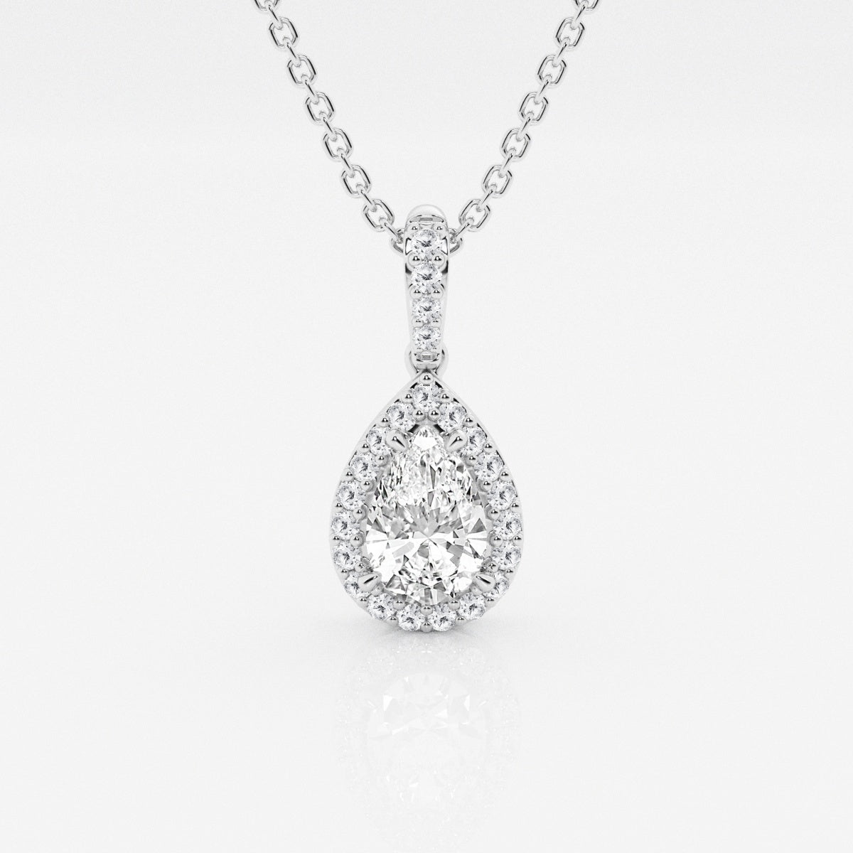 0.62 CT Pear Moissanite Diamond Halo Necklace