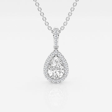 0.62 CT Pear Moissanite Diamond Halo Necklace