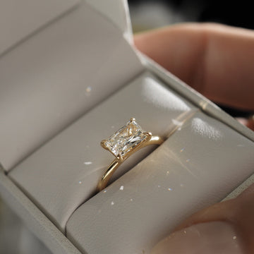 1.0-2.0 CT Radiant CVD Diamond Solitaire Engagement Ring