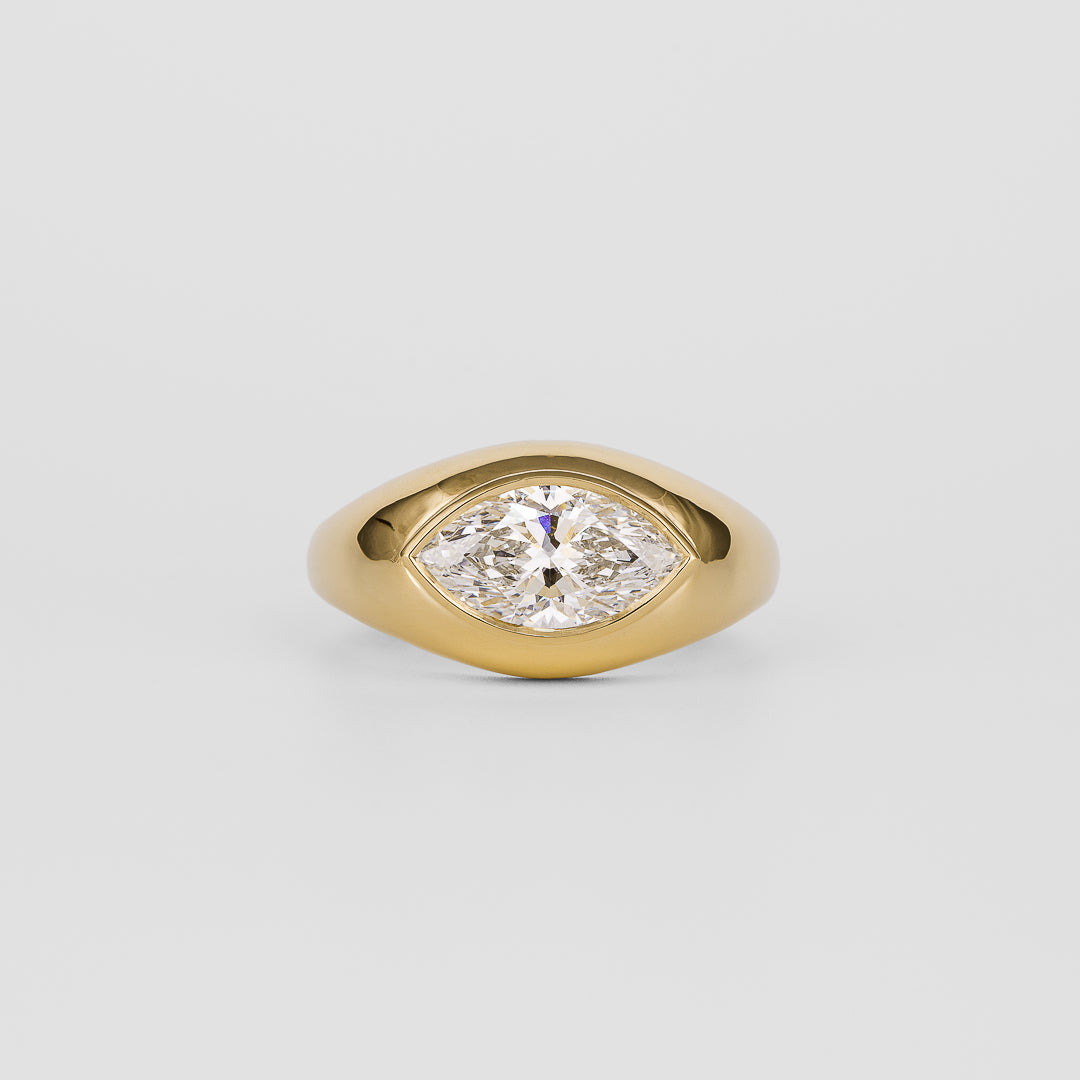 1.50CT-2.50CT Marquise Cut Diamond Thick Bezel Engagement Ring