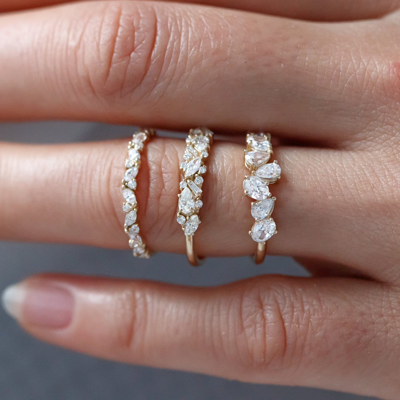 Pear & Oval Cut Half Eternity Wedding Band