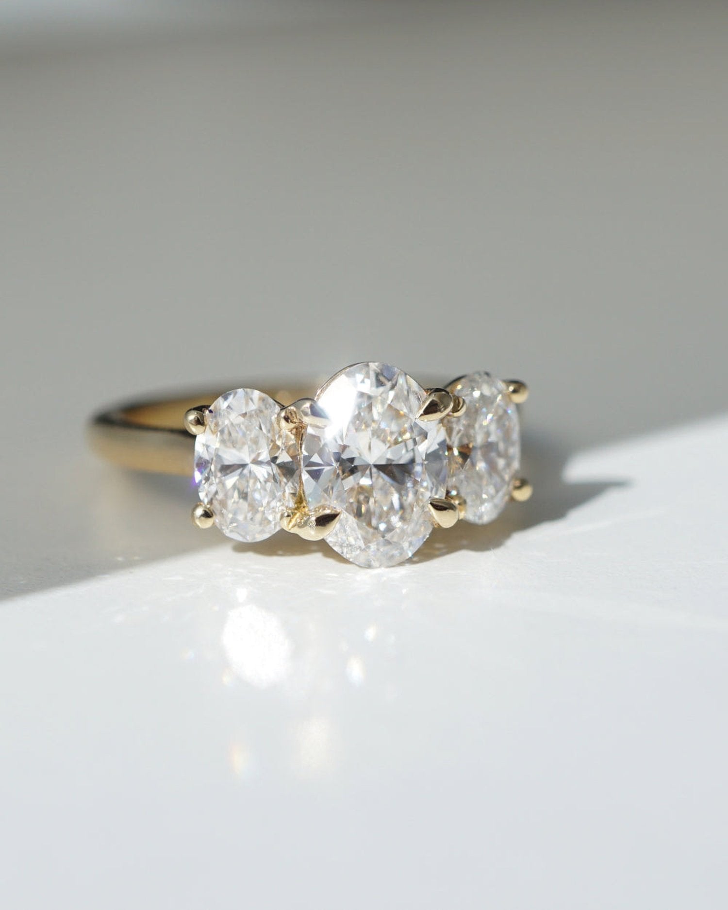 2.0 CT Oval CVD Diamond Three Stone Engagement Ring