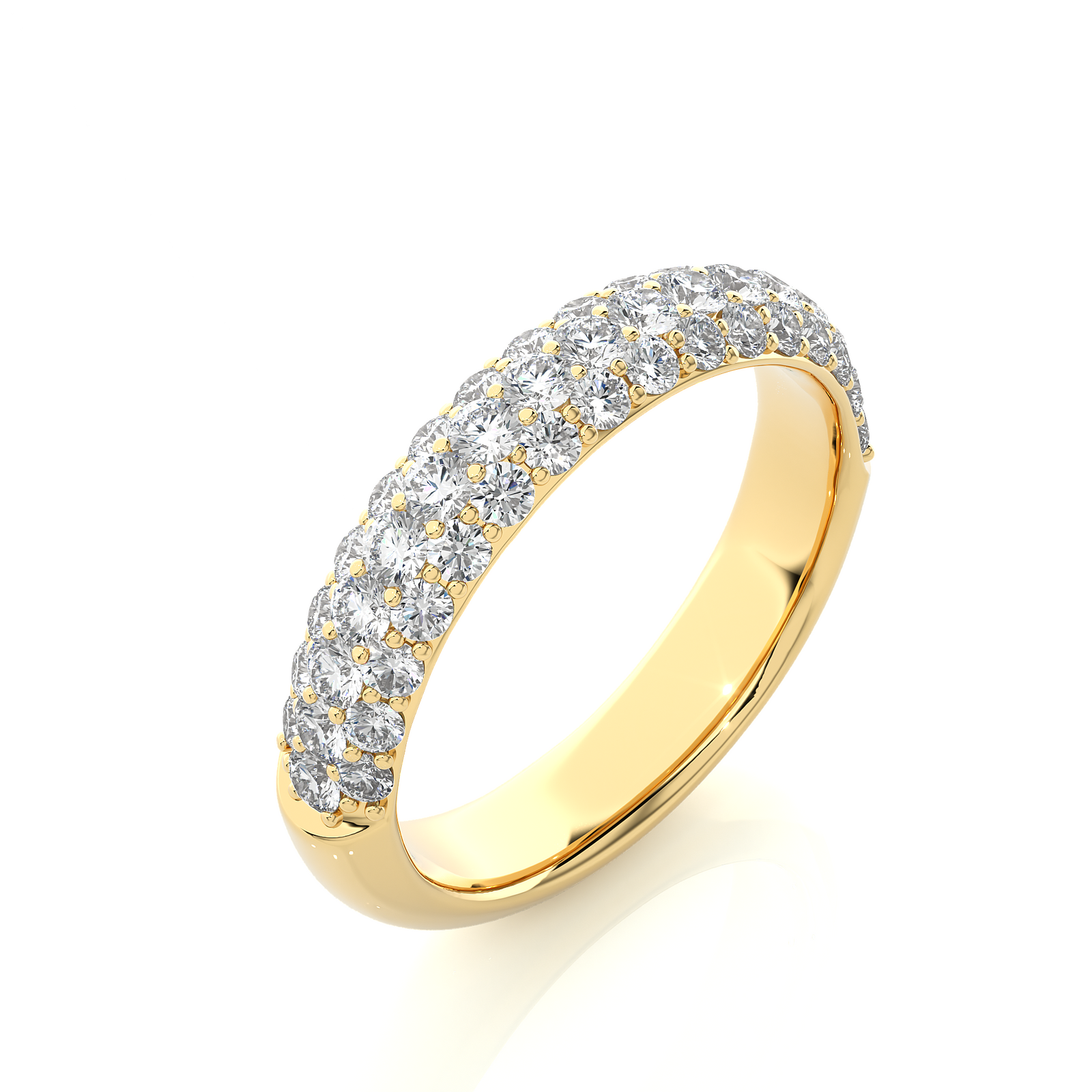 4mm Three Row Moissanite Men's Wedding Band In Yellow Gold