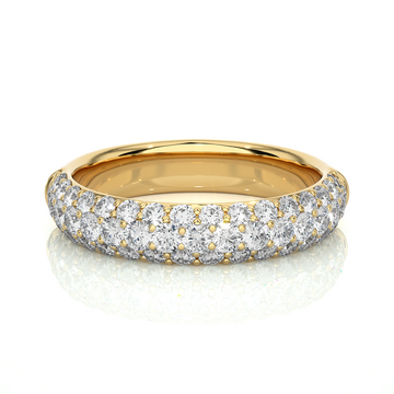 4mm Three Row Moissanite Men's Wedding Band In Yellow Gold