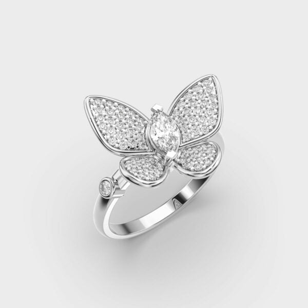 Butterfly Moissanite Diamond Ring for Women in Gold