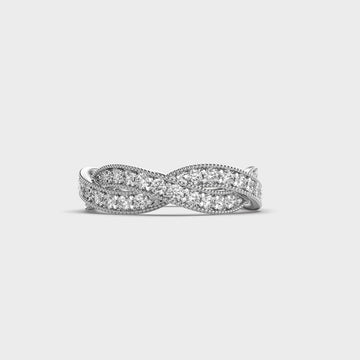 Infinity Milgrain Moissanite Diamond Ring in White Gold