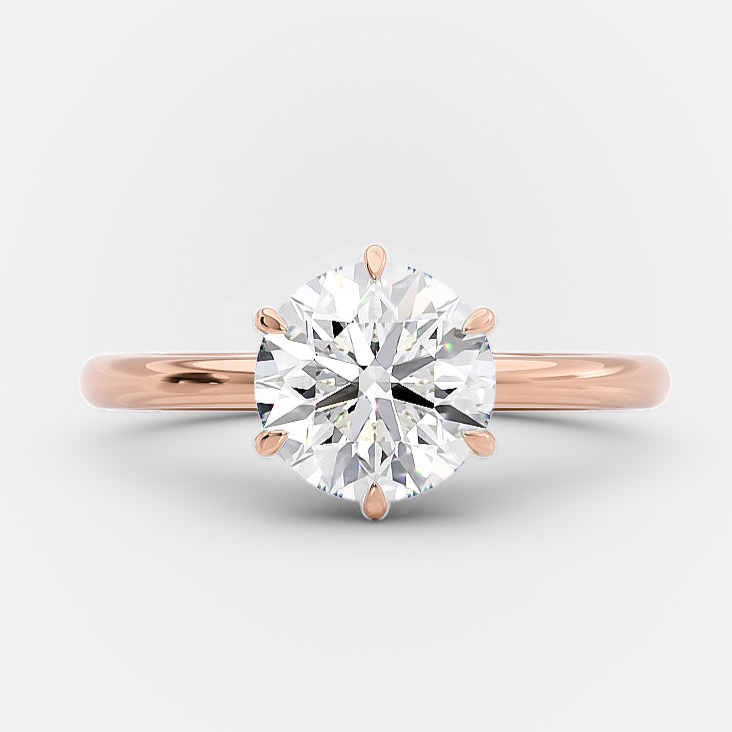 1.51ct Round Moissanite Solitaire 14K Rose Gold Engagement Ring