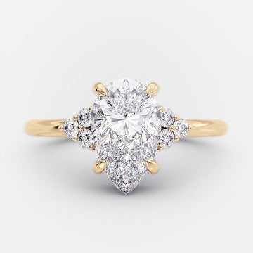 1.60CT Pear Cut Moissanite Cluster Engagement Ring