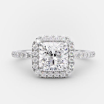 1.50ct Cushion Cut Moissanite Halo Style Diamond Engagement Ring