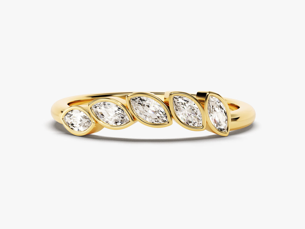 Marquise Cut Bezel Set CVD EF/VVS Diamond Wedding Band