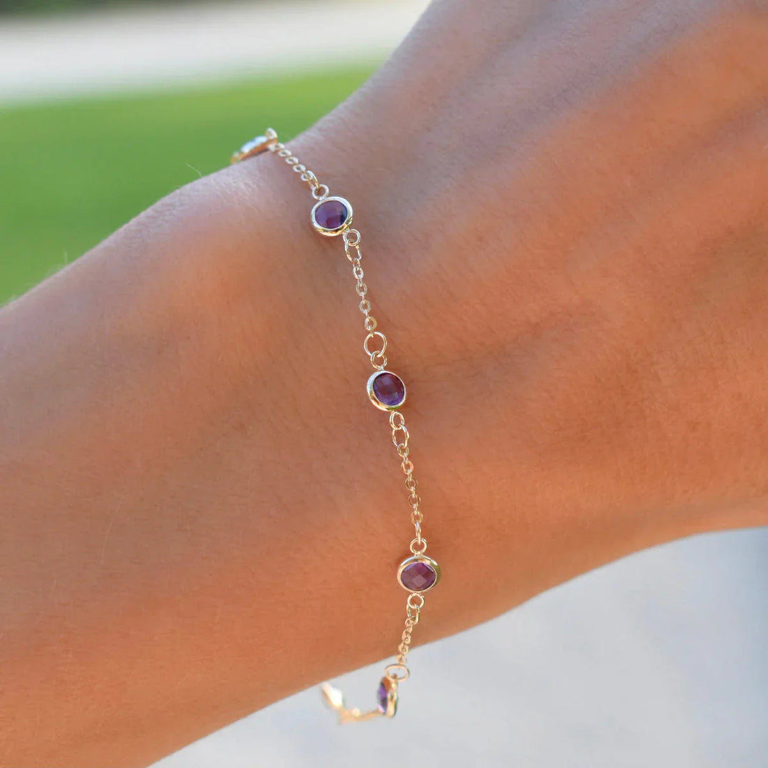 1.75CT Round Amethyst Diamond February Birthstone Bracelet