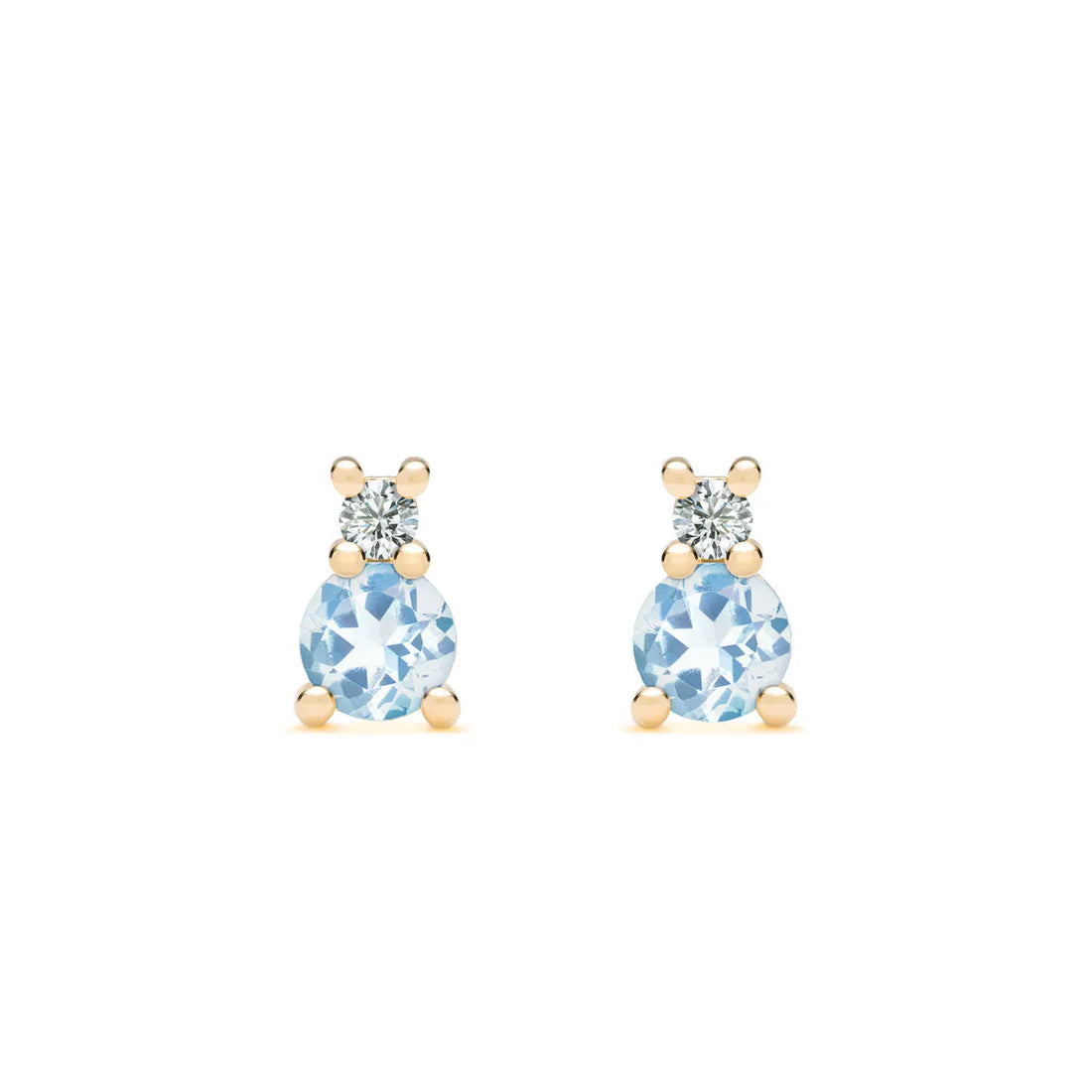 0.80CT Round Aquamarine Diamond March Birthstone Studs