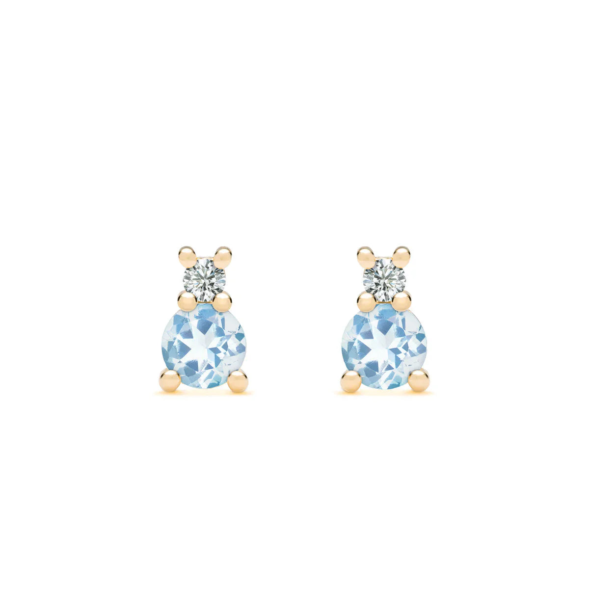0.80CT Round Aquamarine Diamond March Birthstone Studs
