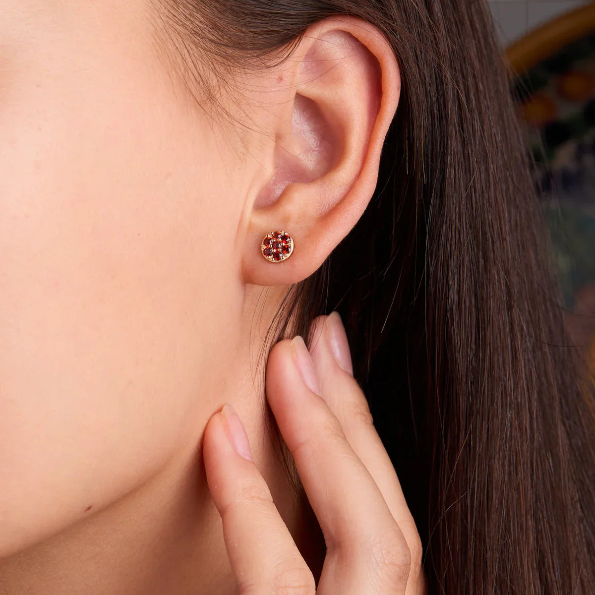 1.75CT Round Garnet Diamond January Birthstone Studs Earrings