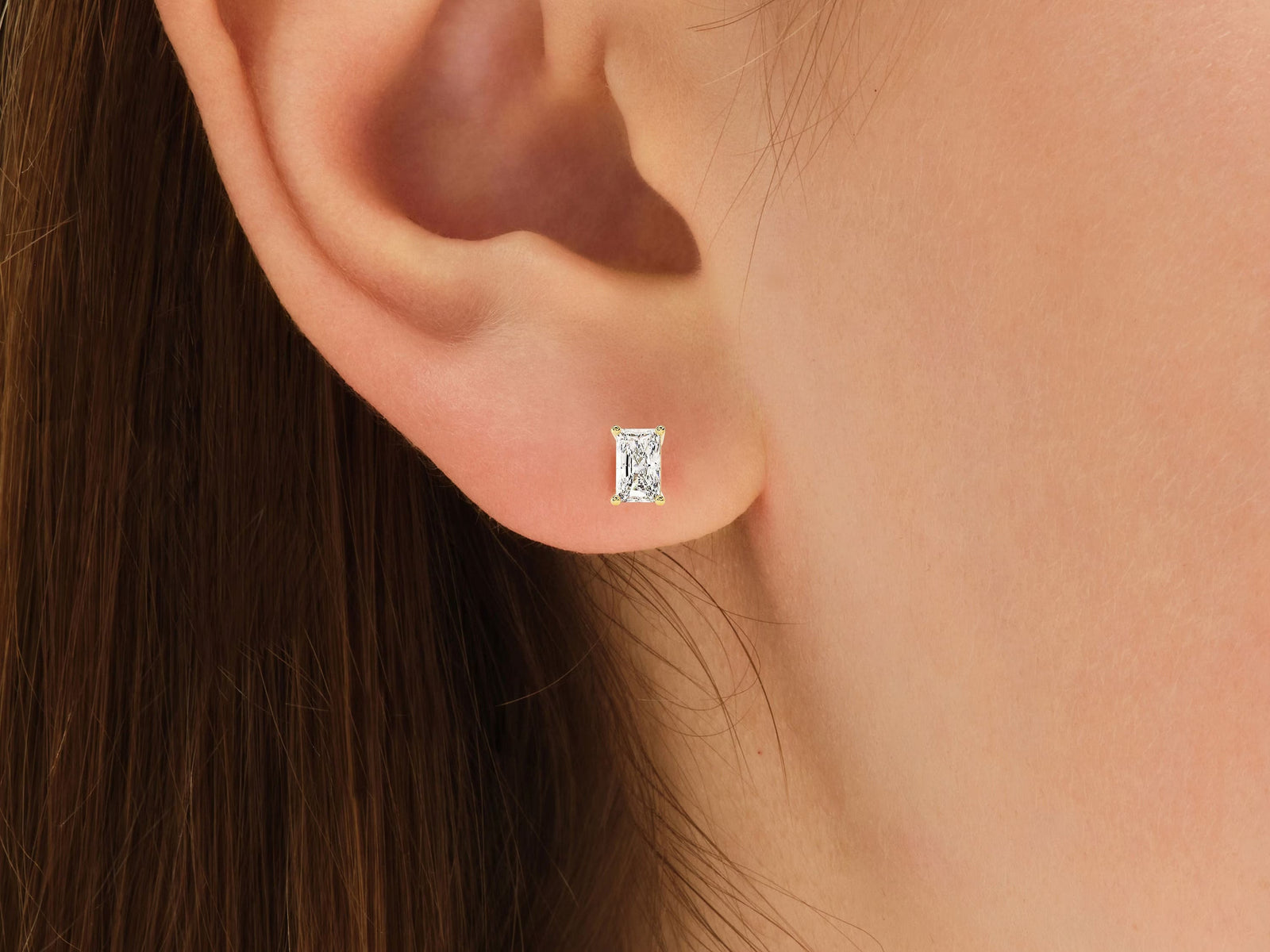 0.50Ct Radiant Moissanite Solitaire Diamond Earrings for Women