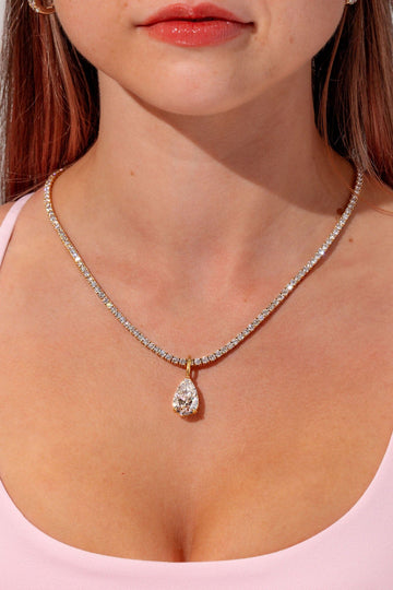 Big Pear Lab Diamond Tennis Necklace