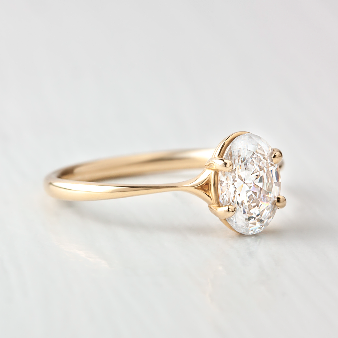 1.33CT Oval Cut 4 Prong Solitaire Moissanite Engagement Ring in 14K Rose Gold