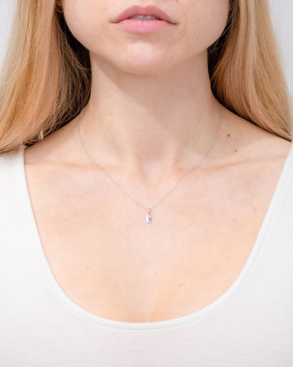 Mini Dog Tag White Gold
