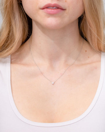 Diamond Butterfly Necklace 14k White Gold
