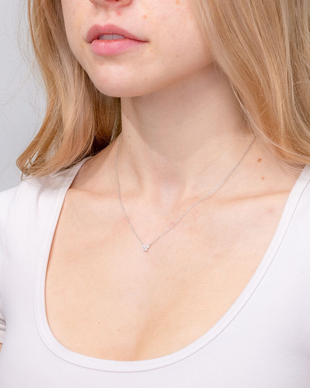 Diamond Butterfly Necklace 14k White Gold