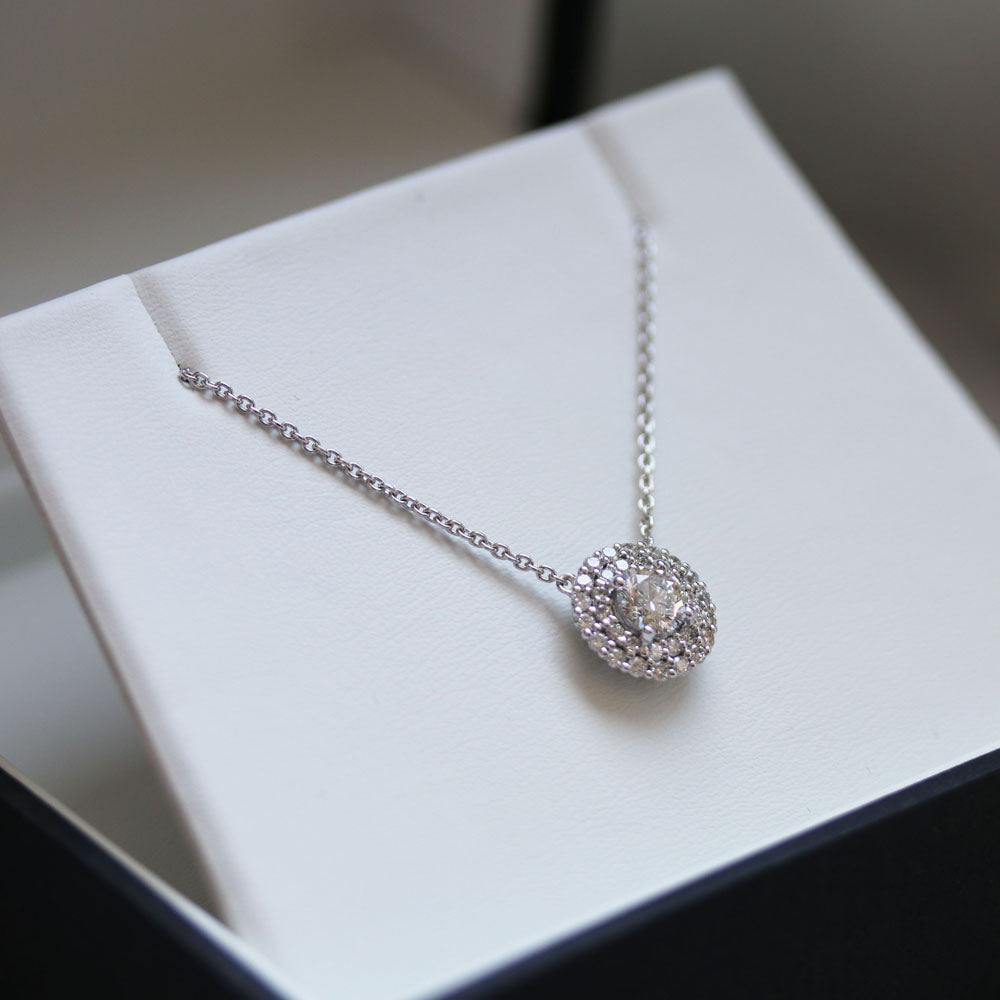 0.50CT Round Brilliant Cut Moissanite Halo Necklace