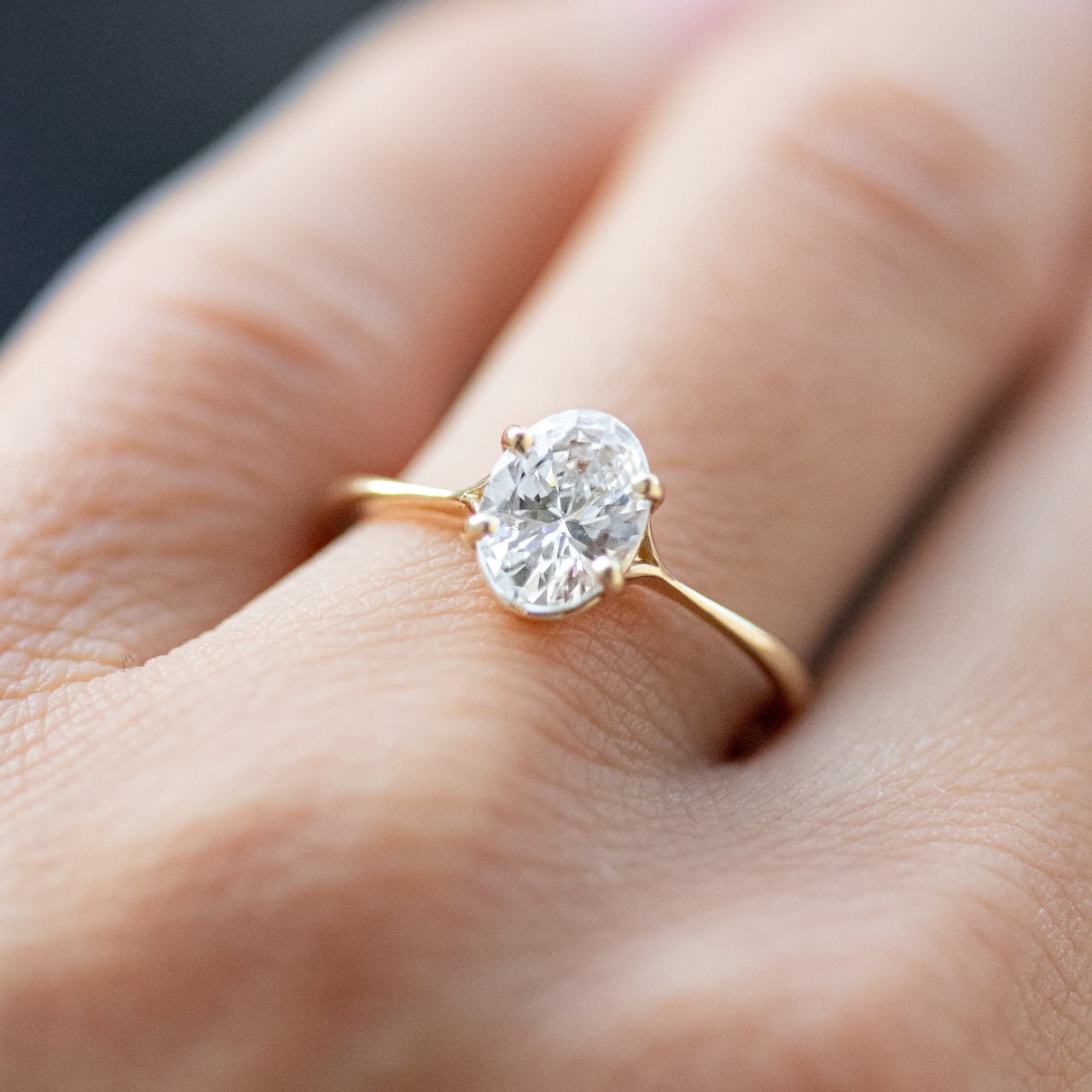 1.33CT Oval Cut 4 Prong Solitaire Moissanite Engagement Ring in 14K Rose Gold