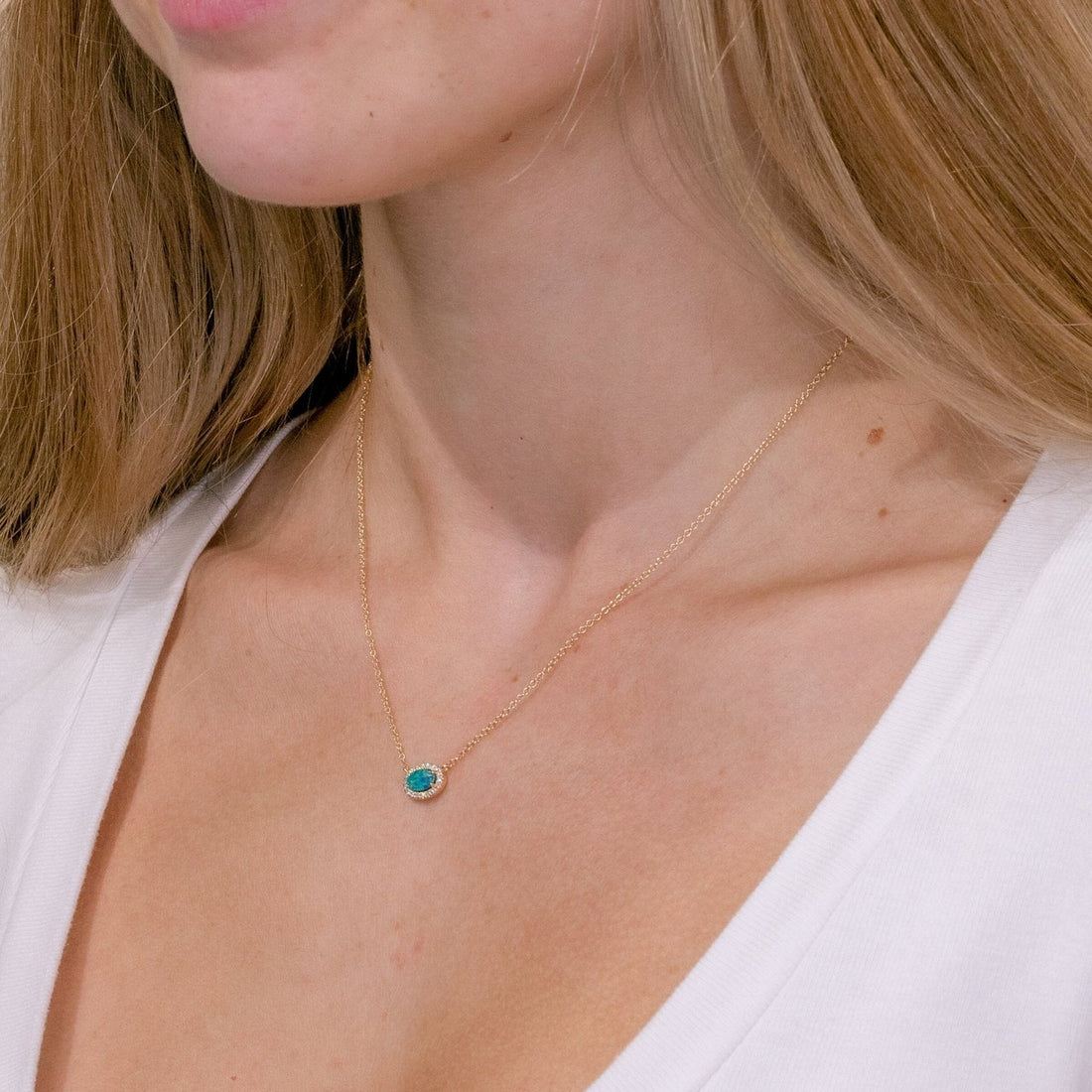 East West Opal Oval Necklace