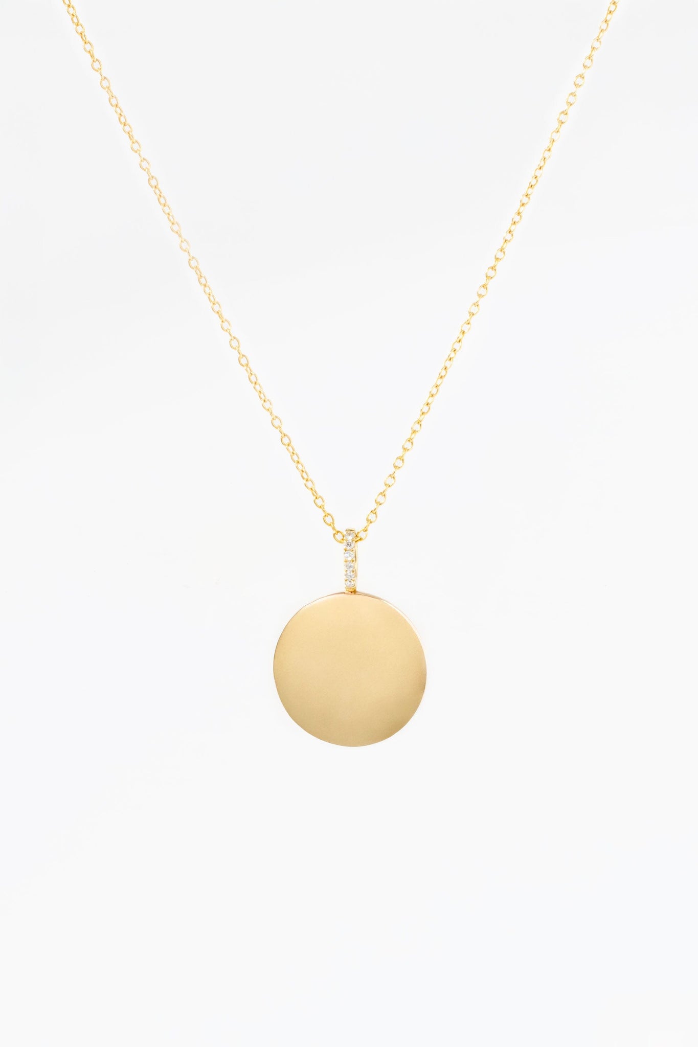 Engravable High Polish Gold Pendant with Diamond Bail