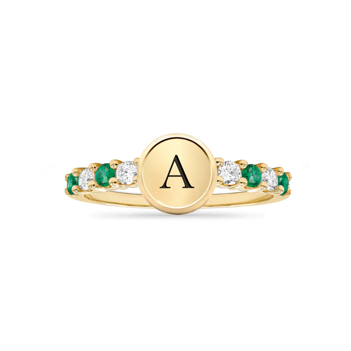 0.50CT Round Emerald Diamond May Birthstone Band for Women