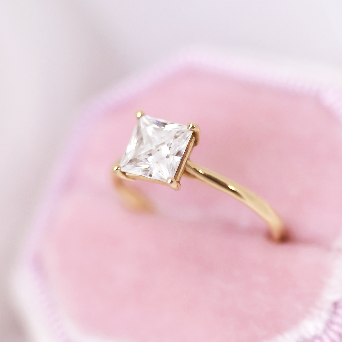 1.50CT Princess Moissanite Solitaire Engagement Ring