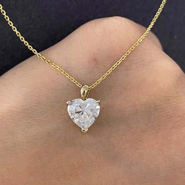 1.0 TCW Heart Moissanite Diamond Solitaire Necklace