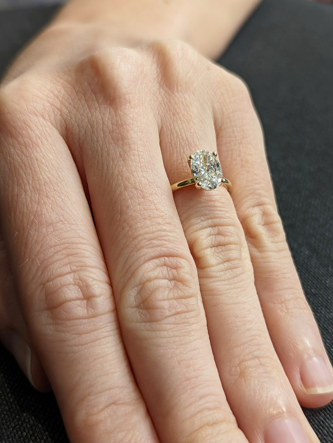 1.50 - 3.50 CT Oval CVD Diamond Solitaire Engagement Ring
