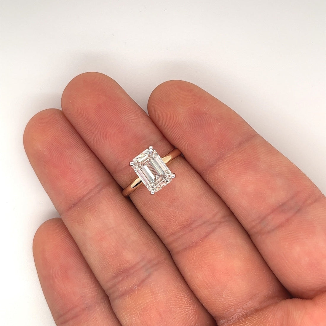 1.0-3.0 CT Emerald CVD Diamond Solitaire Engagement Ring