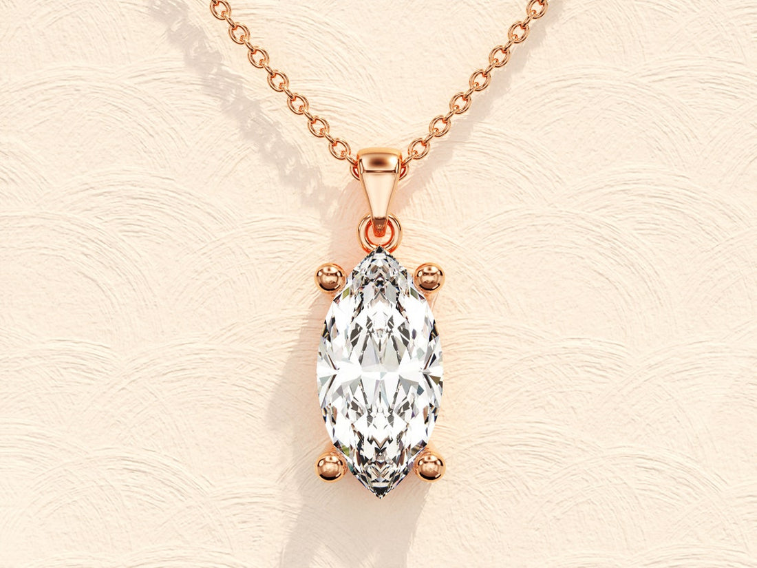 1.0 CT Marquise Moissanite Diamond Solitaire Necklace