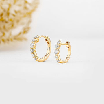 0.25 TCW-0.34 TCW Round Moissanite Diamond Hoop Earrings