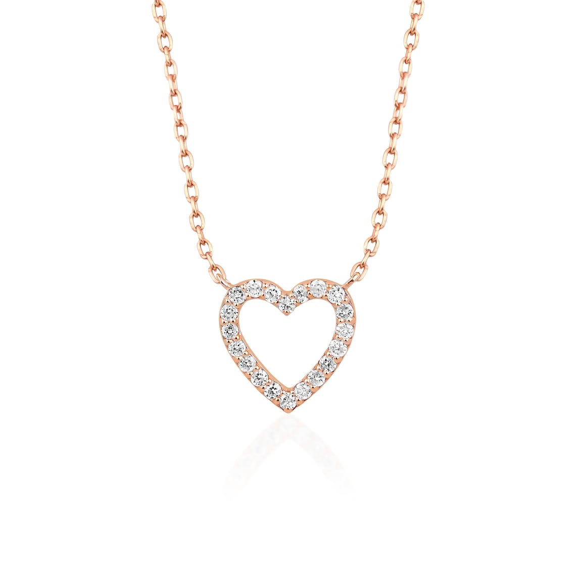 0.13 TCW Round Moissanite Diamond Heart Shaped Necklace